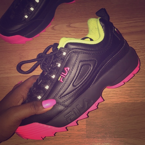 neon green fila shoes